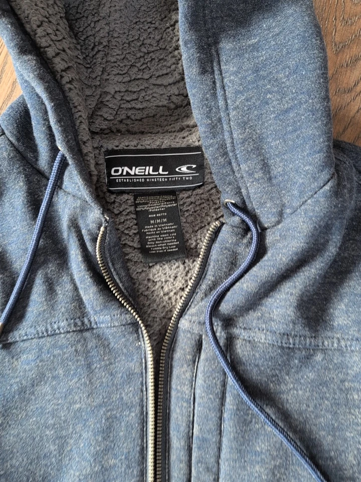Chaqueta O'Neil Para Hombre M Sherpa Polar Sudadera con Capucha Azul Marino Cremallera Completa Surf Patinador Bolsillos De Colección Foto 2 de 4