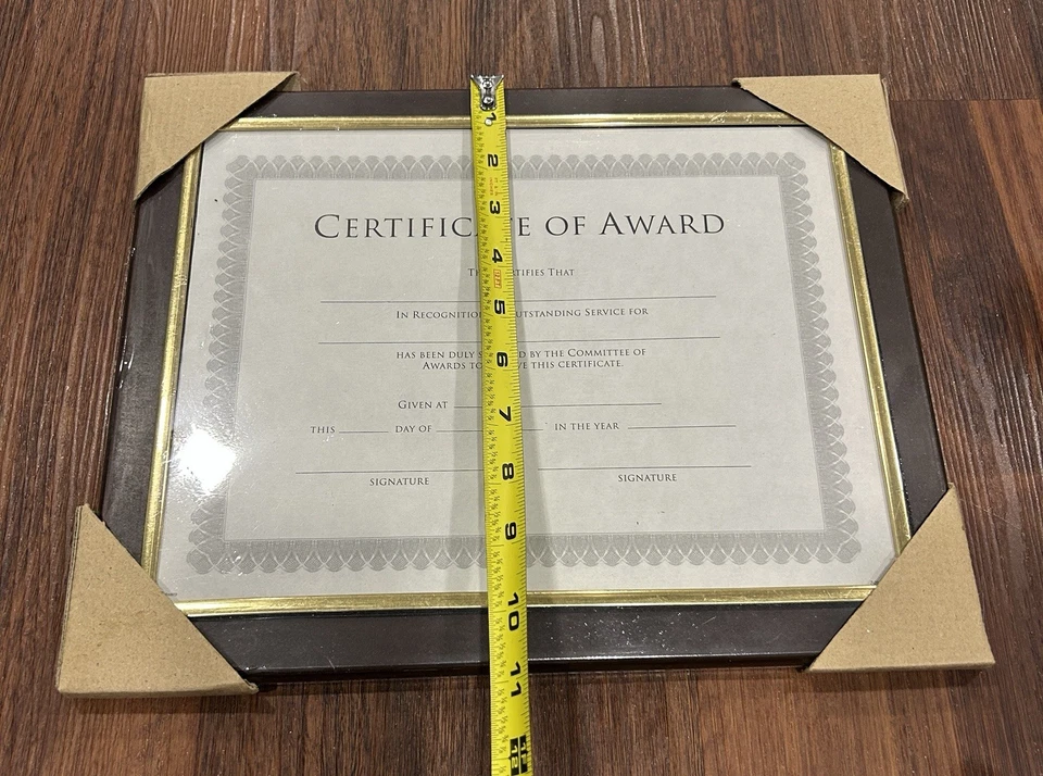 "Marco de madera para certificado de premio marrón y dorado 10,5"" * 13"" nuevo" Foto 4 de 4