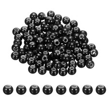 100Pcs 8mm Round Ceramic Porcelain Beads, Pure Black