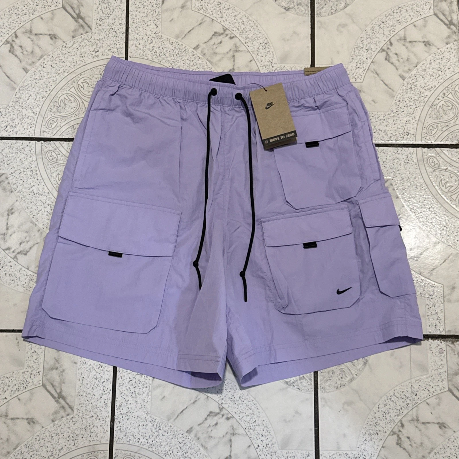 New Nike Tech Woven Cargo Shorts Purple Black Men's Size Medium HJ0677-515