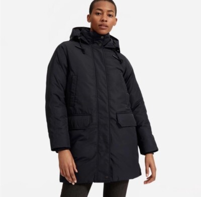 Everlane Womens Size XXS Black The Renew Long Puffer Jacket