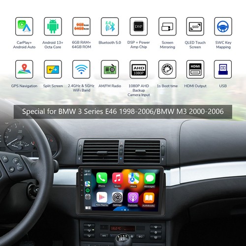 DAB+For BMW E46 Eonon E46A12S Android 13 8-Core 6+64 9" Car Stereo Sat Nav Radio - Picture 3 of 24