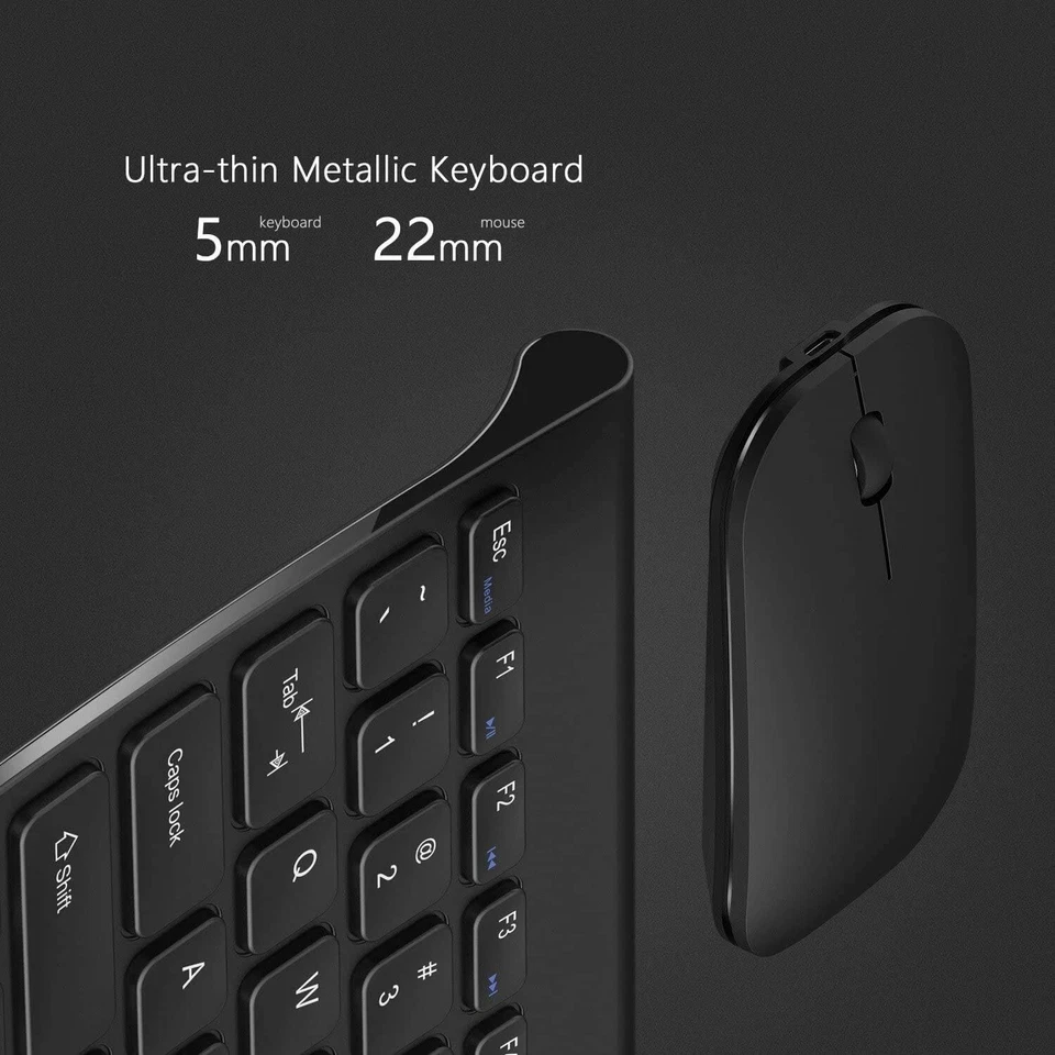 Seenda Small Wireless Keyboard and Mouse, Ultra Compact Rechargeable USB Keyboar - Image 2 of 4