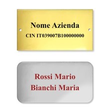 Targhe acrilico personalizzate con Nome o Codice CIN vari formati da 10x2,5 cm