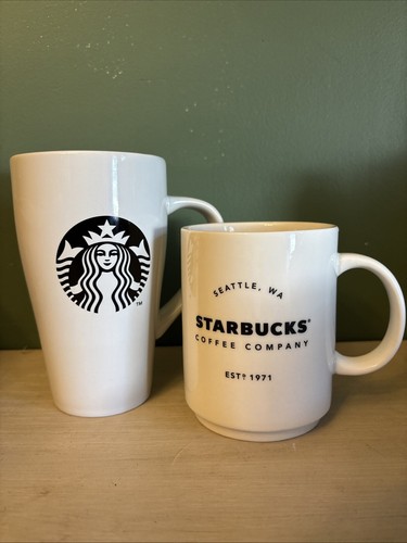 Lot Of 2 Starbucks Mugs Tall And Short  - Picture 1 of 7