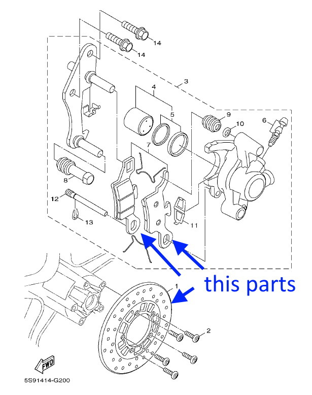 Front Disk rotor & Brake pads 5S9-F582U for Yamaha ZUMA 125 YW125