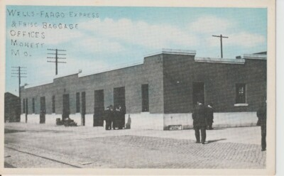 #ad Monett Mo Wells Fargo Express amp; Frisco Baggage Offices early 1920s postcard $8.00