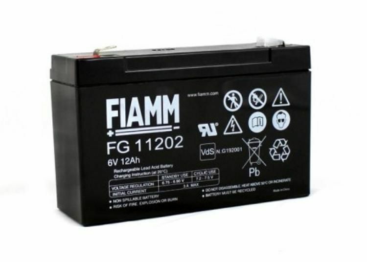 BATTERIA FIAMM FG11202 6V 12Ah PER ANTIFURTO, LUCI D'EMERGENZA, UPS