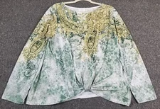 Time and Tru T Shirt Women's Extra Large Paisley Long Sleeve Stretch See Through