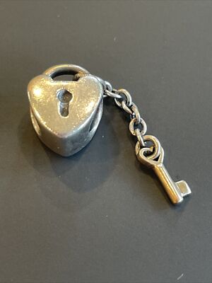 Genuine Pandora Charm Tone Heart Lock Key Bead 790288 ALE 925 14K  Gold