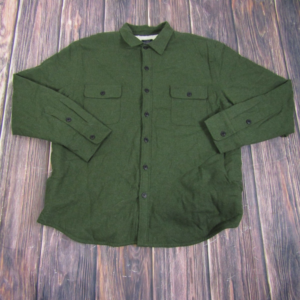 J Crew NEW NWT Womens XL Green Sherpa Lined Flannel Shirt Jacket