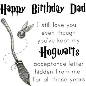 dad happy birthday harry potter funny hogwarts card black and white