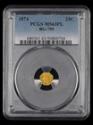 1874 California Gold 25 Cent Octagonal Indian Pcgs Ms63Pl Bg 795