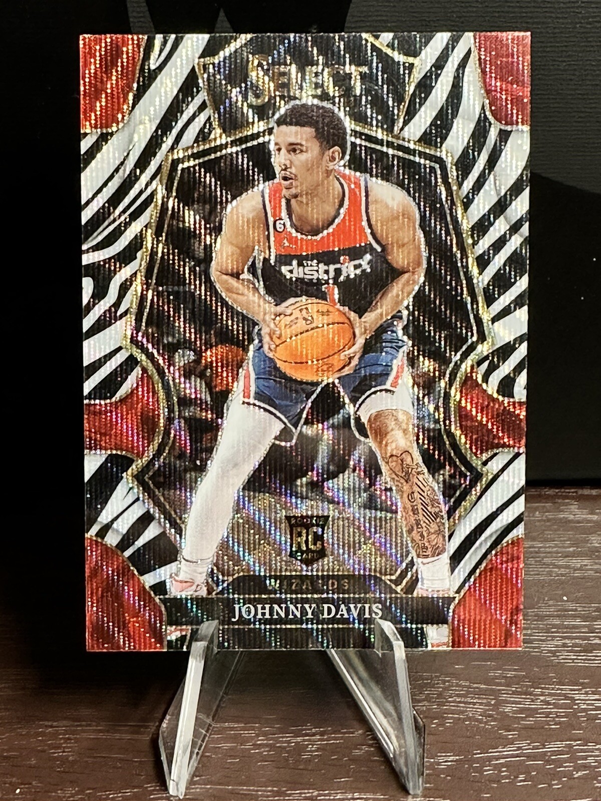 Johnny Davis 2022-23 Panini Select Premier Level Zebra Prizm  SSP Case Hit  #191