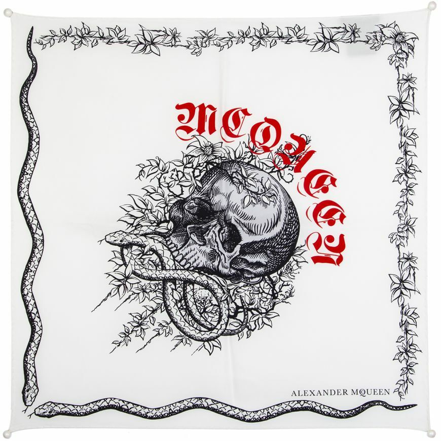 59321 auth ALEXANDER MCQUEEN white silk SNAKE SKULL Scarf | eBay