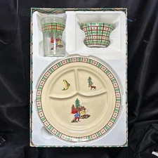 Rare Barn Dandy Child’s 3-piece Dinner Set~Outdoorsman Pattern