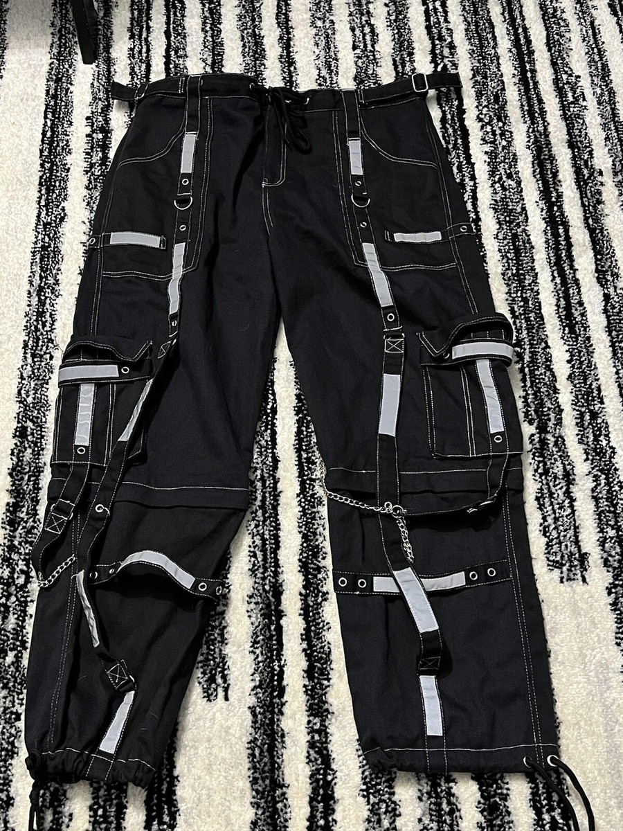 Gothic Bondage Reflective Men Pant Alternative Pink Rock Emo