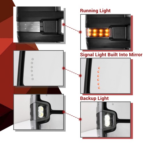 Tow Mirrors fit 2002-2008 Dodge Ram 1500 Heated LED Signals Smoked Lens Sanooer - Picture 3 of 9