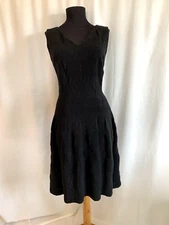 Josie Natori Black Textured Knit Fit N Flare Dress - Size 10 Medium
