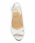 100% AUTH NEW WOMEN LOUBOUTIN REINE LIEGE WHITE LEATHER 120 WEDGE SANDALS US 10 — photo 3