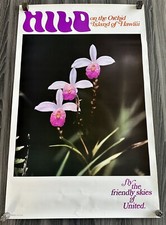 Vintage Original UNITED AIRLINES Poster ~ HILO ON THE ORCHID ISLAND HAWAII