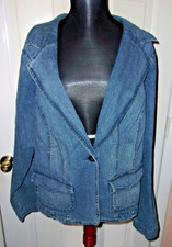 VINTAGE JALATE WOMENS DENIM BLAZER SPORT COAT FRONT POCKETS SIZE 3X