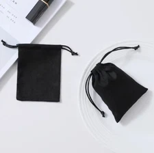Velvet Double Drawstring Bags for Jewelry Necklace Gifts Black Pouches 7*9cm