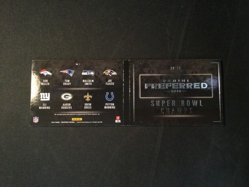 2016 Panini Preferred Game-Used SB Champs Brady Flacco Manning Brees Rodgers /49 - Picture 2 of 2