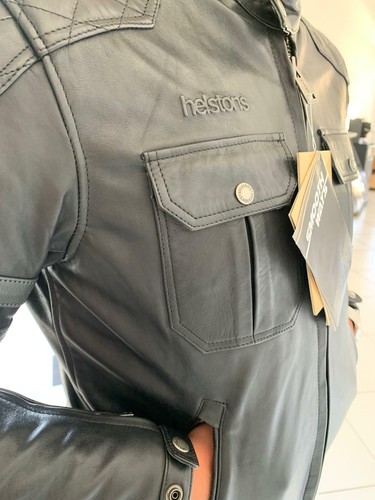 OFFERTA GIACCA MOTO IN PELLE HELSTONS NERO JERSEY VINTAGE | eBay