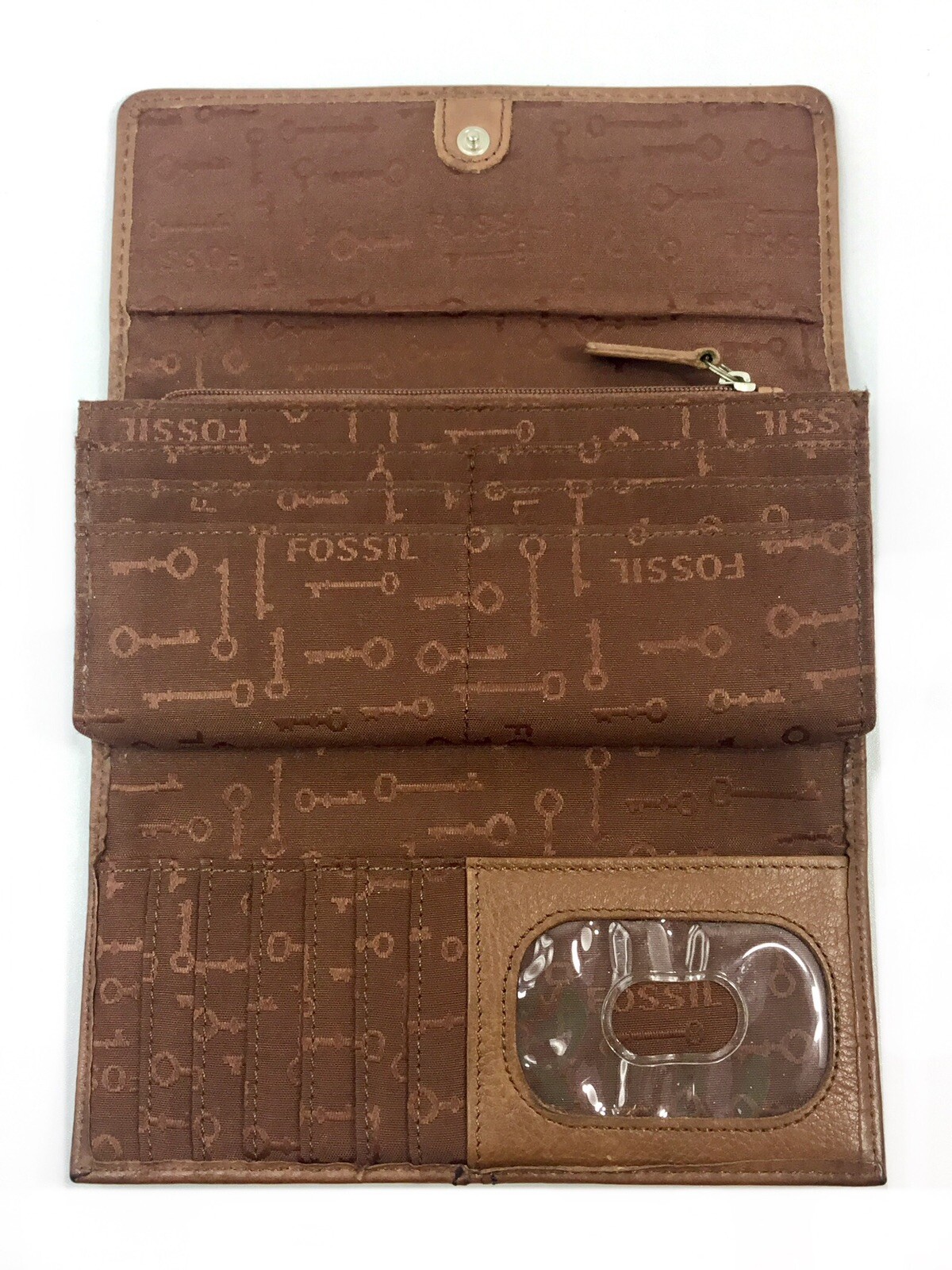 FOSSIL TRI MULTIFUNCTION BROWN LEATHER WALLET - image 8