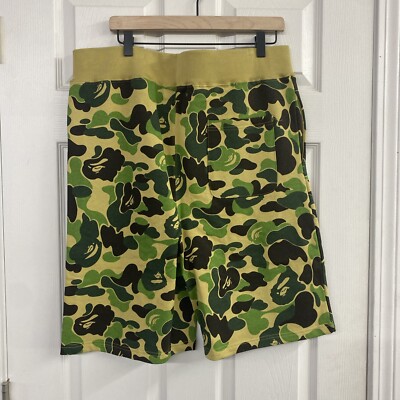 Bape ABC Camo Shark Sweat Shorts, Green XL | eBay