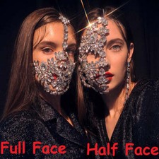 Crystal Face Mask Masquerade Mask Jewelry Full Face Mask Half Face Halloween Acc