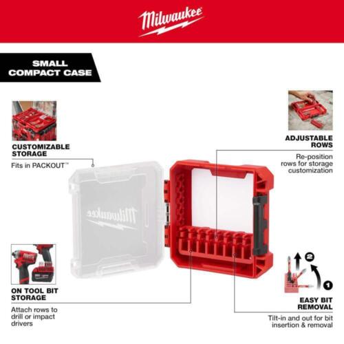 Milwaukee Impact Driver Bit Case Customizable Storage Small Compact Packout Red - Picture 2 of 7