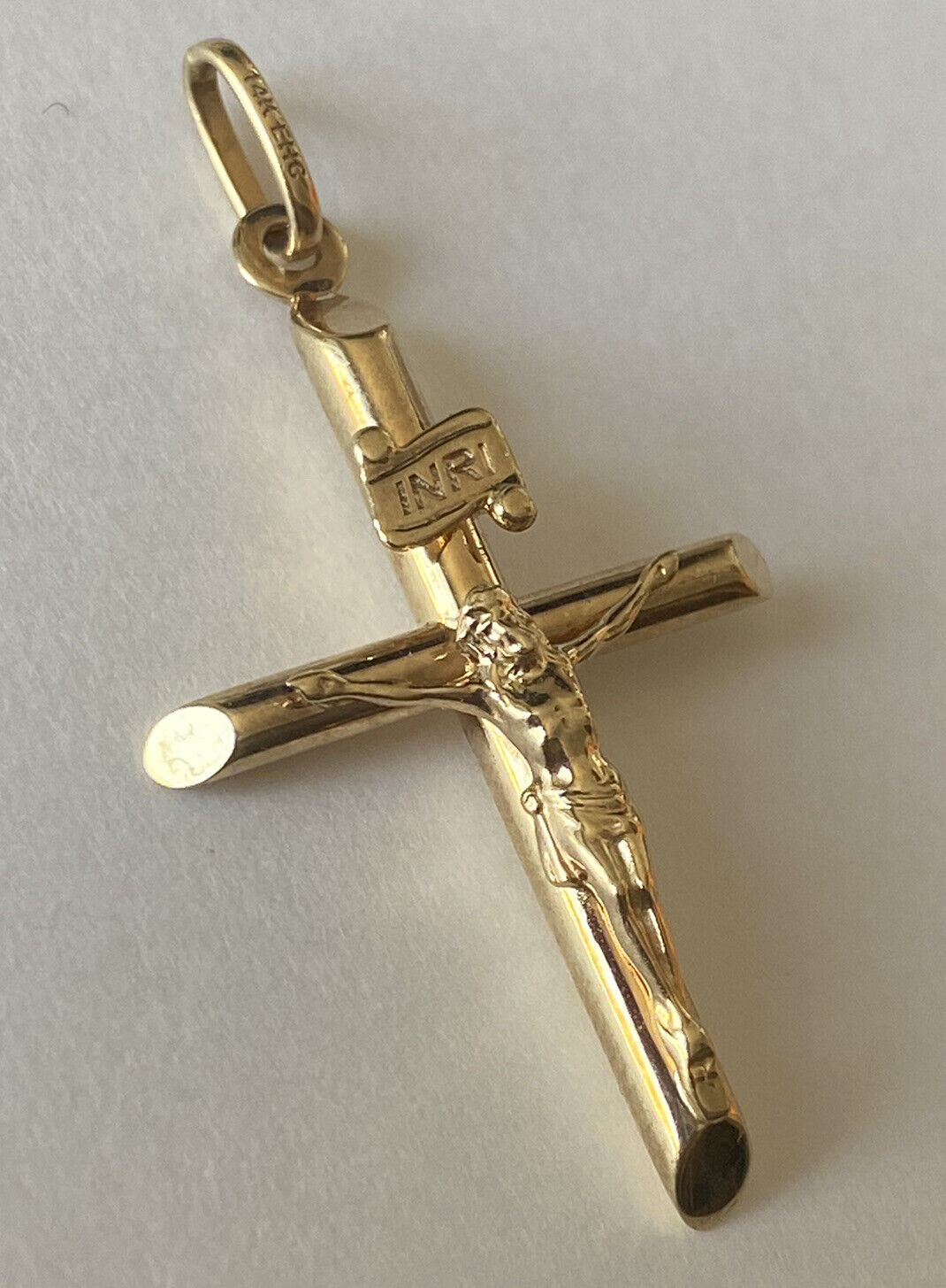 14K Yellow Gold Jesus Crucifix Cross Pendant - image 4