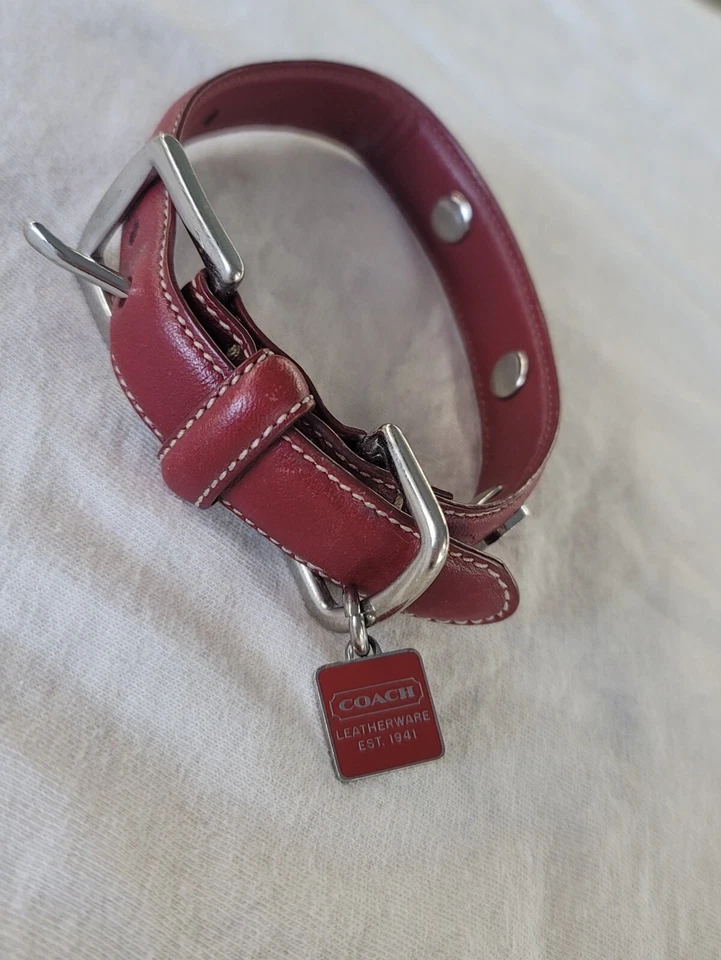 JUEGO DE CORREAS DE COLLAR DE PERRO OJALES CUADRADOS DE CUERO LISO ROJO ENTRENADOR PEQUEÑO S Foto 2 de 4