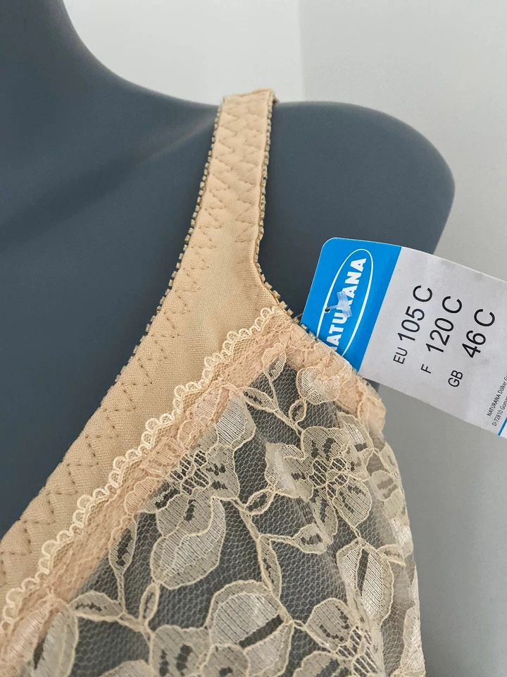 Sujetador Naturana Beige Cierre Frontal 46C Sin Aros Sin Acolchado Soporte 85943 Foto 4 de 4