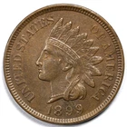 1899 Indian Head Penny Cent Almost Uncirculated (AU) Details