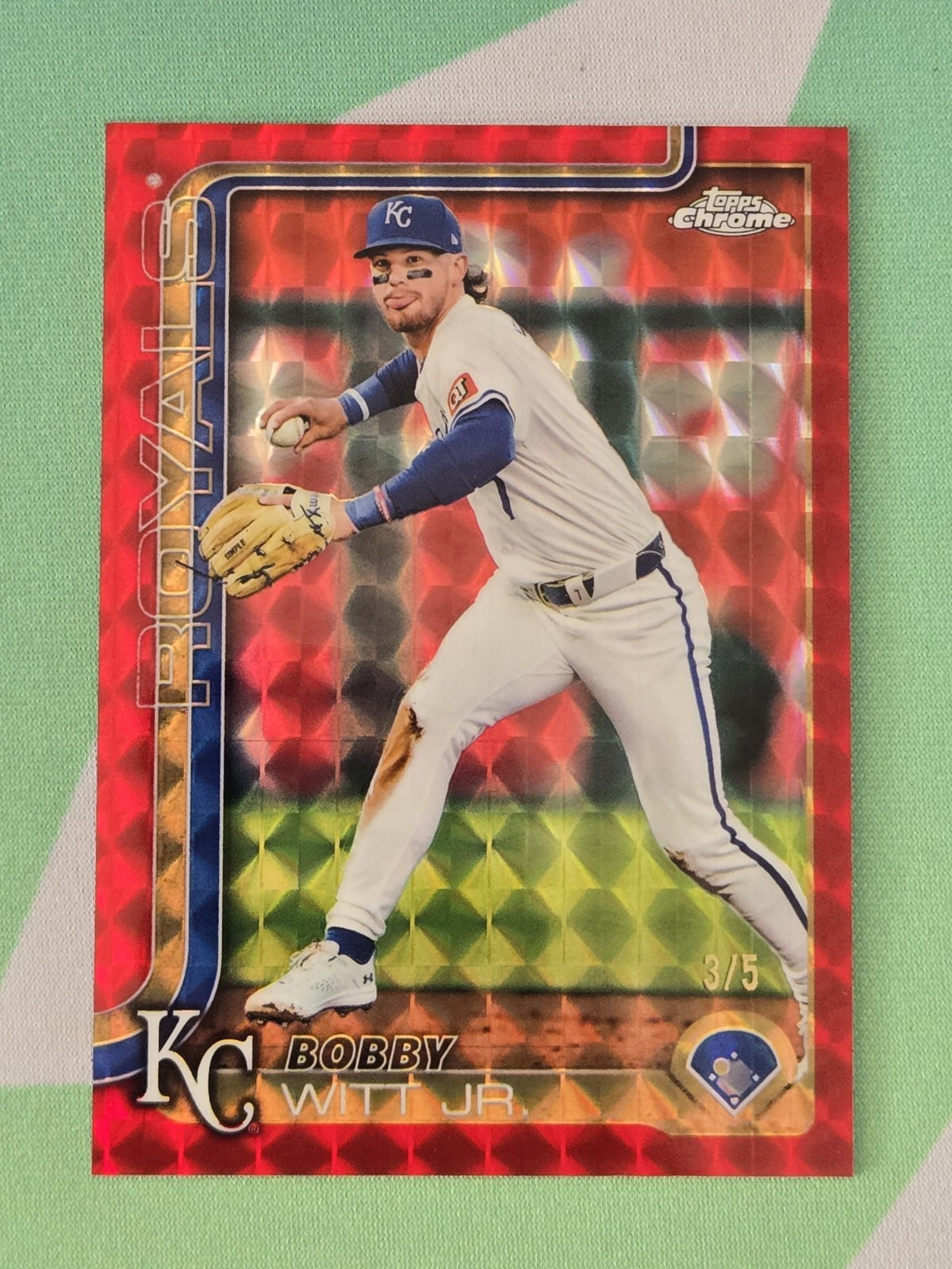 Bobby Witt Jr 2025 Topps Chrome #93 Red Geometric Refractor /5!