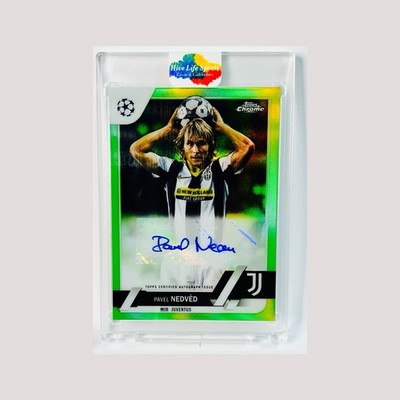 Pavel Nedved 2022-23 Topps Chrome UCL Green Auto /99 #CA-PN