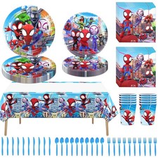 81 pcs, Spidey and Friends, Spider-Man birthday party supplies 10 guests.