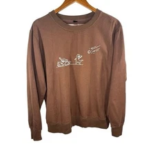 Romwe‎ Sweatshirt Adult Medium Cartoon Dinosaur Crewneck Brown