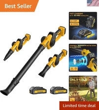Efficient Battery-Powered Leaf Blower with Two Batteries & Fast Charger Included