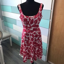 Nine West Sleeveless Dress Pink And Floral Abstract Leaf Sz8 L=32