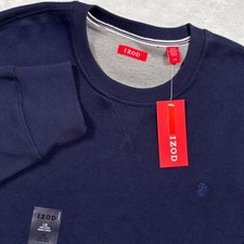 NEW IZOD Varsity Fleece Sweatshirt Men Large Midnight Blue Crewneck Logo Gift