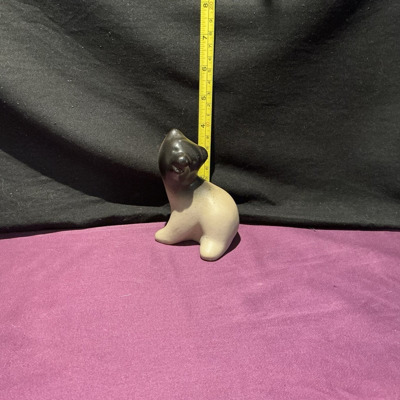 Pigeon Forge Pottery Black & Tan Bear Cub Sitting Figurine Signed 4 inches