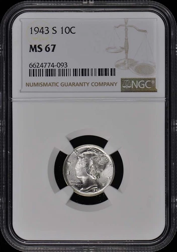 1943-S Mercury Dime 10C NGC MS67