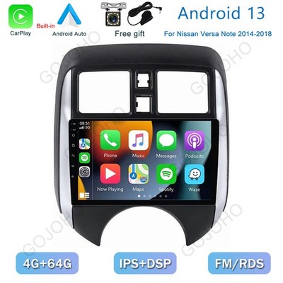 4+64GB Car Stereo For Nissan Versa Note 2014-2018 Android 13 Radio Wifi Carplay