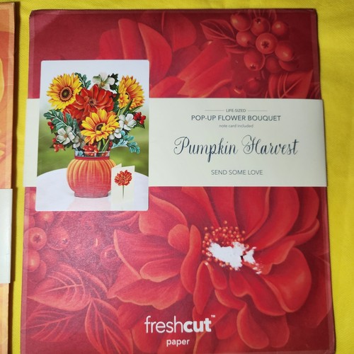 Lot of 2 Fresh Cut Paper Pop Up Flower Bouquet Cards New **envelope damage ** - Picture 4 of 10