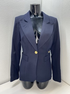 Smythe Womens Blazer Deep Navy Blue Size 6 Full Back Duchess Single Button