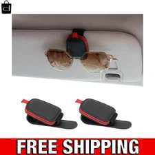 Elegant Dual-Pack Leather Sunglass Holders for Car Visors - Easy Access